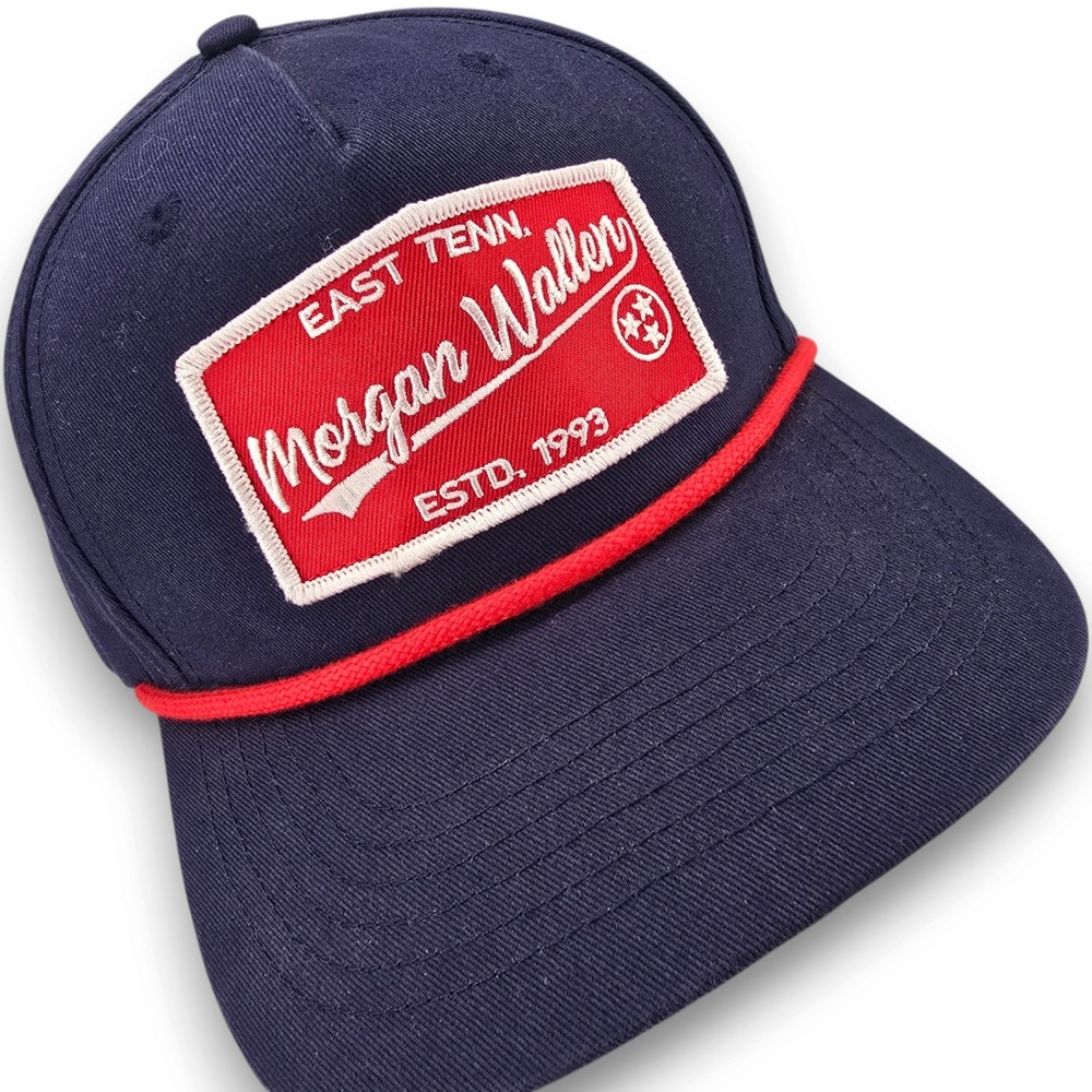 Morgan Wallen East Tenn Estd 1993 Navy Blue Snapback Hat Red Rope Detail OSFA